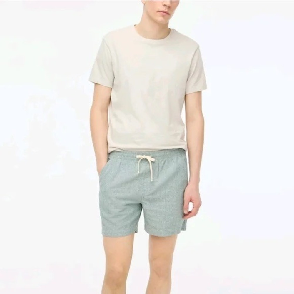 J.Crew Mens XL Green Linen Cotton Blend Drawstring Shorts BG557 NEW